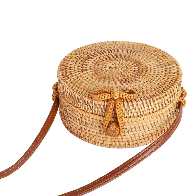Многоцелевая женская соломенная сумка для хранения пляжные бамбуковые Наплечные сумки Органайзер для косметики косметика сумки из ротанга