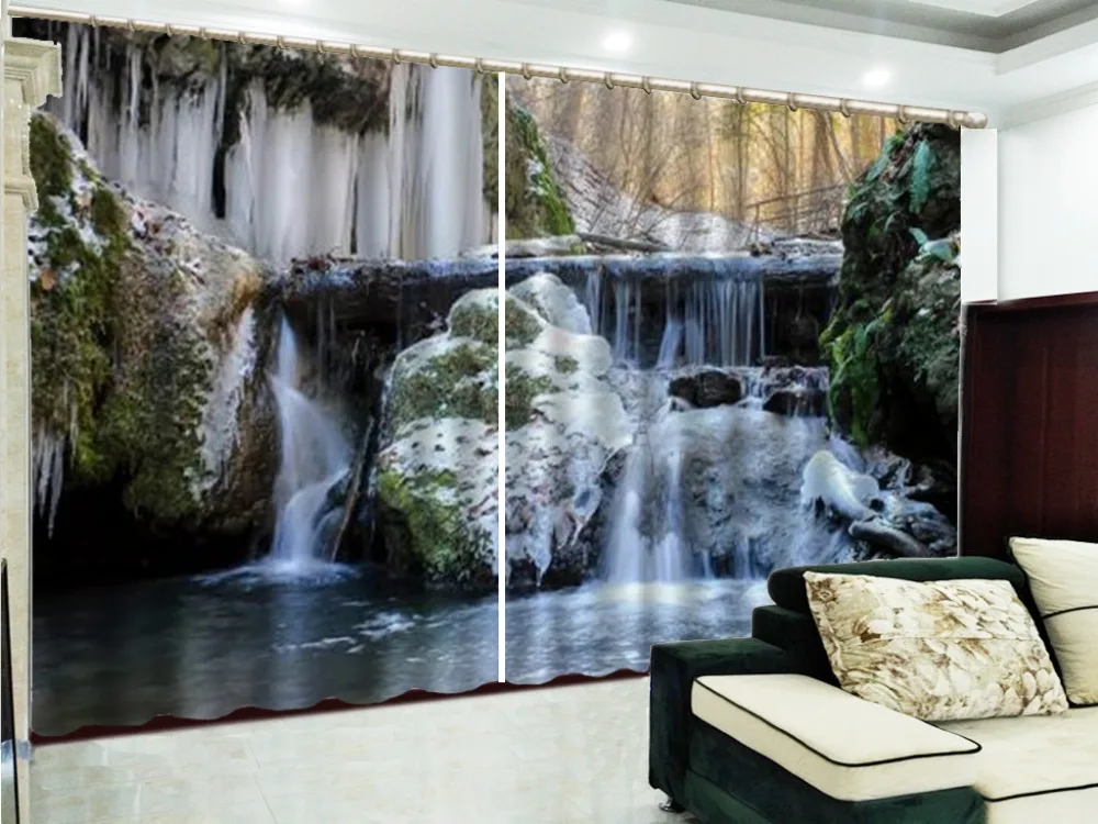 Beautiful Ice Curtain Large Waterfall Beautiful Scenery Curtains Living Room Bedroom Beautiful Practical Blackout Curtains
