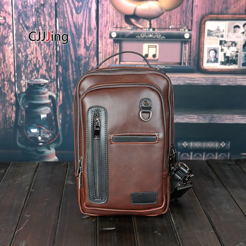 

Men's Casual Chest Bag Leather Messenger Bags Fashion Crossbody Back Pack Vintage Men's Shoulder Bag Office Business Bag CJJJing