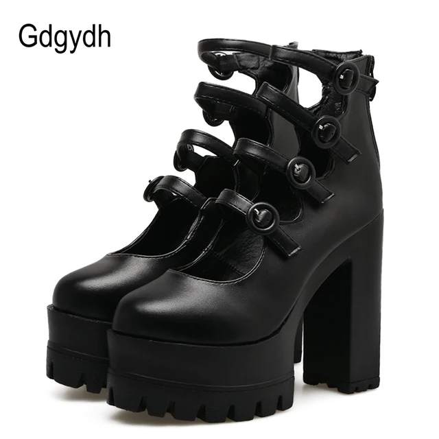 $US $28.49 Gdgydh Spring Autumn Platform Shoes Woman Thick Heel Female Single Shoes Ankle Strap Sexy Buckle Wo