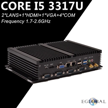 

Eglobal Fanless Mini PC Windows 10 Core i5 3317U Celeron 1007U Dual Nics 4*RS232 COM industrial computer HDMI+VGA