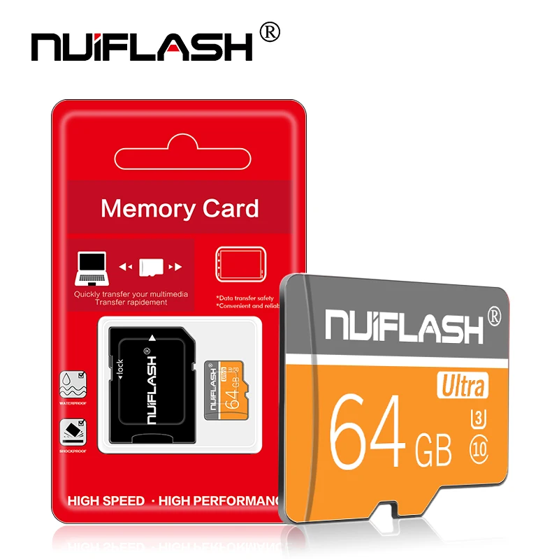 Nuiflash U3 Micro SD карта 16 ГБ 32 ГБ 64 Гб 128 ГБ 256 Гб карта памяти U3 Mini SD карта C4 8 Гб SDHC SDXC TF карта для смартфонов