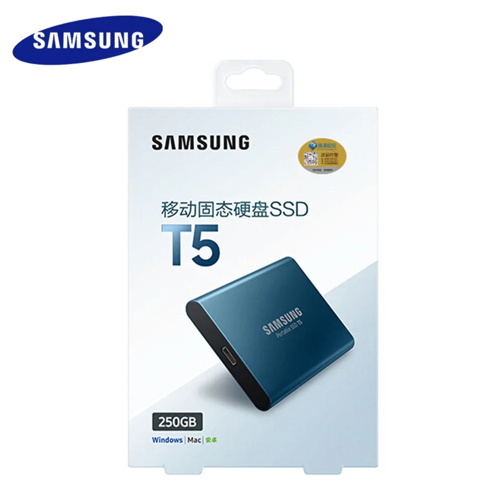 Samsung T5 внешний SSD 250GB 500G 1T 2T USB 3,1 Gen2(10 Гбит/с) назад твердотельный диск совместимый внешний SSD