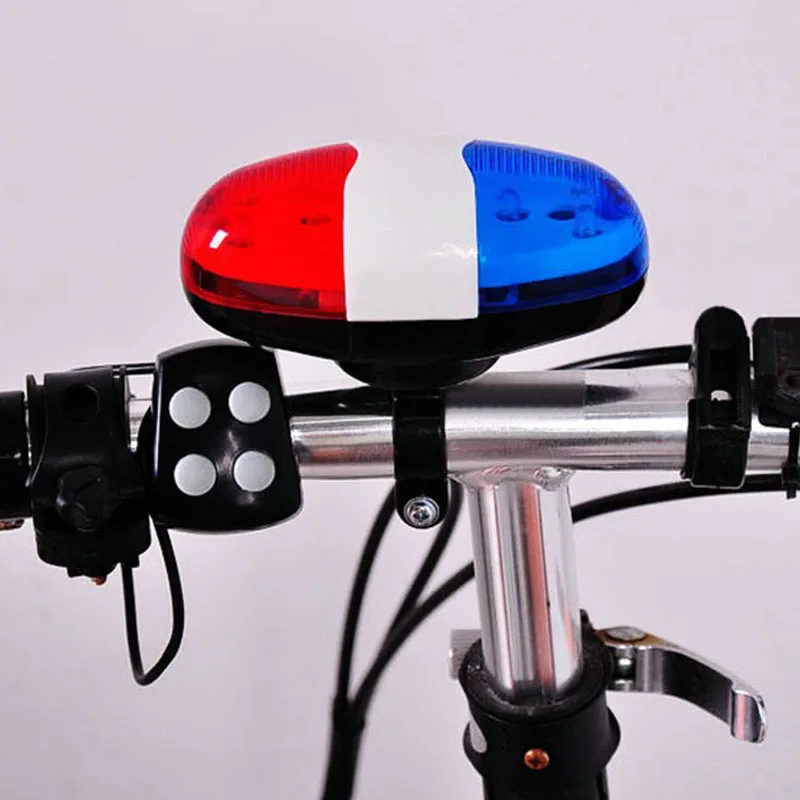 Cheap Newly Bicycle 6 Flashing LED 4 Sounds Police Siren Trumpet Horn Bell Bike Rear Light 0