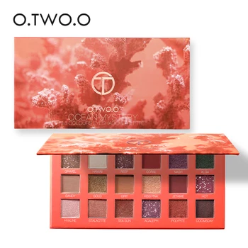 

O.TWO.O 18 colors shimmer matte eyeshadow palette waterproof long lasting wine red diamond glitter blue eyeshadow powder OT066