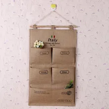 5 карманных дверей настенный подвесной органайзер Zakka стильная сумка льняная хлопковая разное складная сумка для хранения на кухне подвесная сумка для ванной комнаты