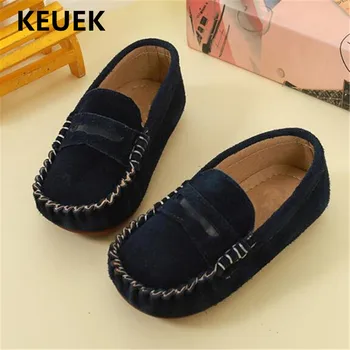 

New Children Loafers Baby Shoes Toddler Flats Breathable Casual Black Blue Genuine Leather Shoes Boys Student Kids Shoes 018
