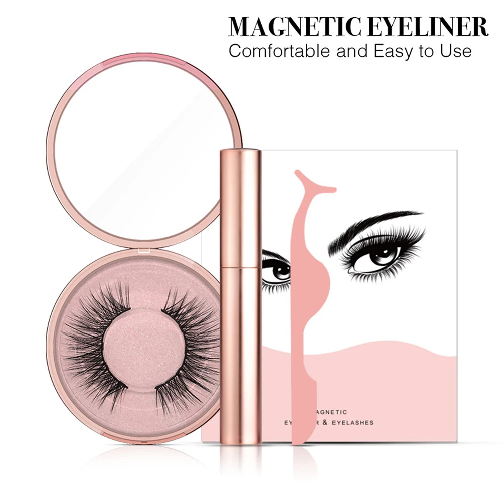 

Magnetic false eyelashes and eyeliner set 2pcs eyelashes and liquid eyeliner tweezers