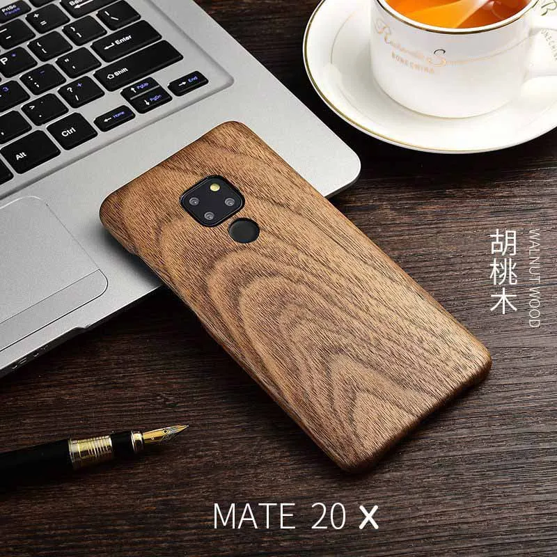 Walnut Натуральный Деревянный чехол для телефона для huawei mate 20 PRO чехол-накладка mate 20 X. Мате 20 орех/палисандр/Черный лед дерево ракушка(настоящее дерево - Цвет: Walnut