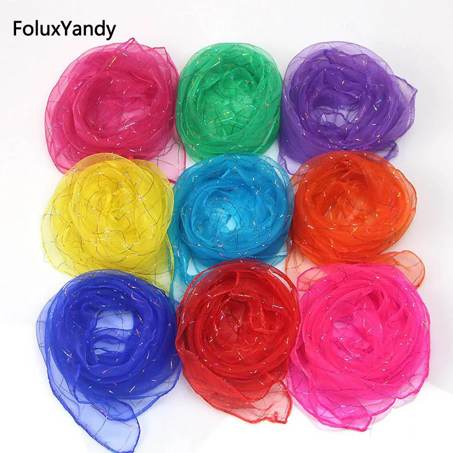 6 цветов модный шифоновый шарф квадратный головной убор женские блестящие клетчатые тонкие летние шарфы PYWJ12CN