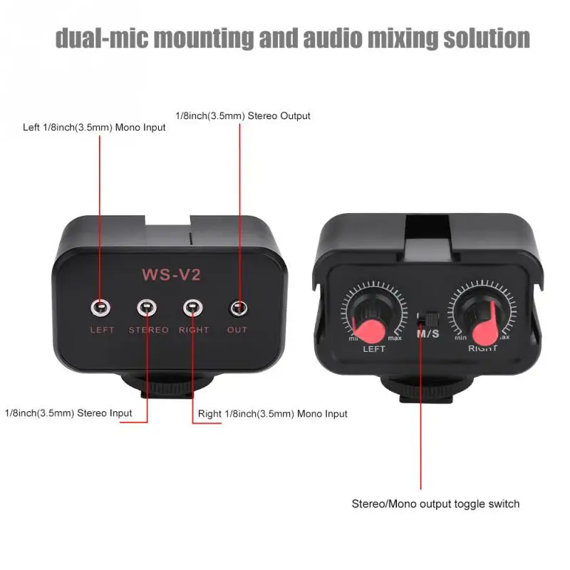 WS V2 2 Channel Universal микрофонный аудио адаптер Mixer с 3 5 мм входами для цифровых