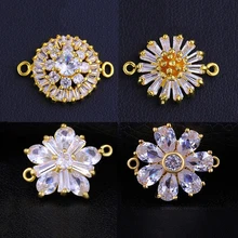 Juya DIY Women's Jewelry Findings Cubic Zirconia Flower Connectors Accessories For Needlework Jewelry Bracelets Earrings Making Juya DIY Women's Jewelry Findings Cubic Zirconia Flower Connectors Accessories For Needlework Jewelry Bracelets Earrings Making
