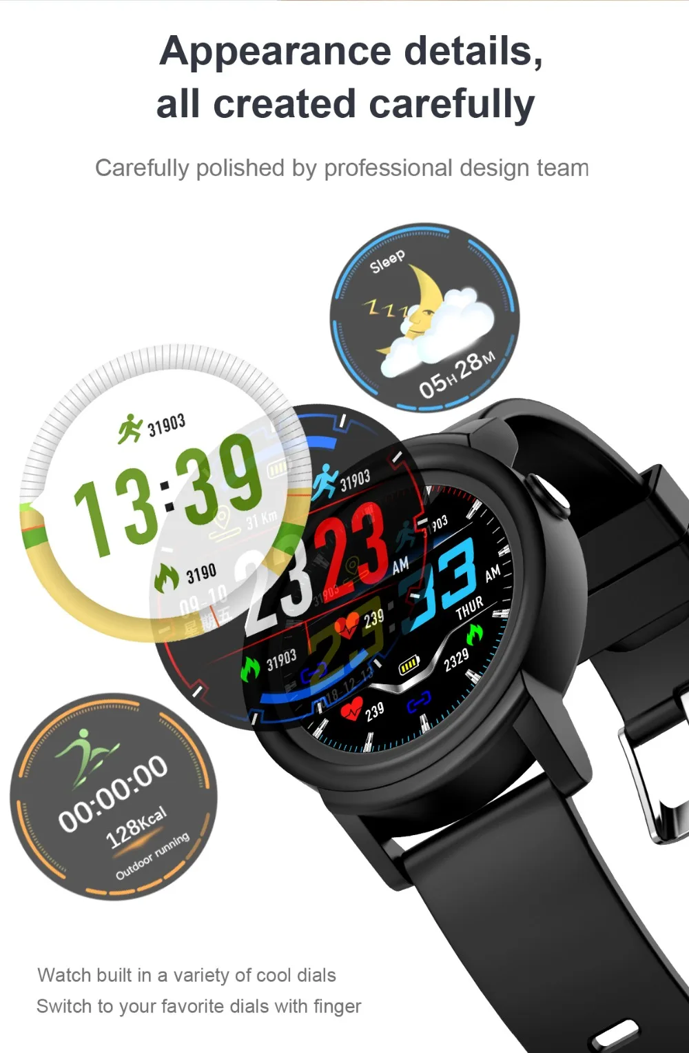 Men Smart Watch Women IP67 Waterproof Heart Rate Monitor Wristwatch Sport Pedometer Fitness Tracker Smartwatch for Android IOS   (6)