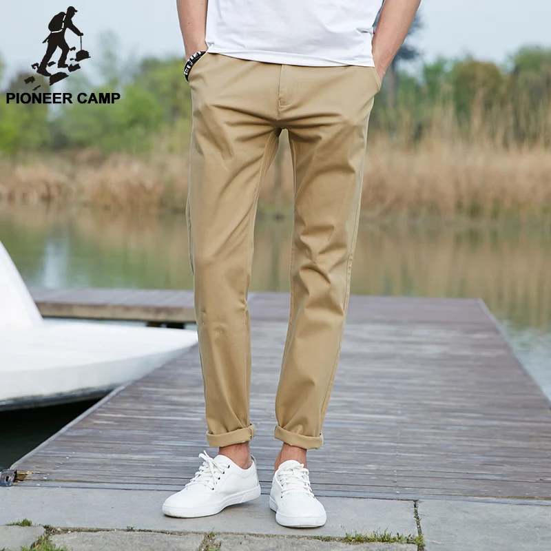 Пионерский лагерь 2017 повседневные брюки мужчины марка одежды высокого качества весна длинные брюки цвета хаки упругие брюки для мужчин 655110