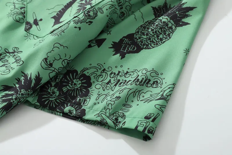 Graffiti Flamingo Palm Tree Pineapple Skull Print Shirts 5
