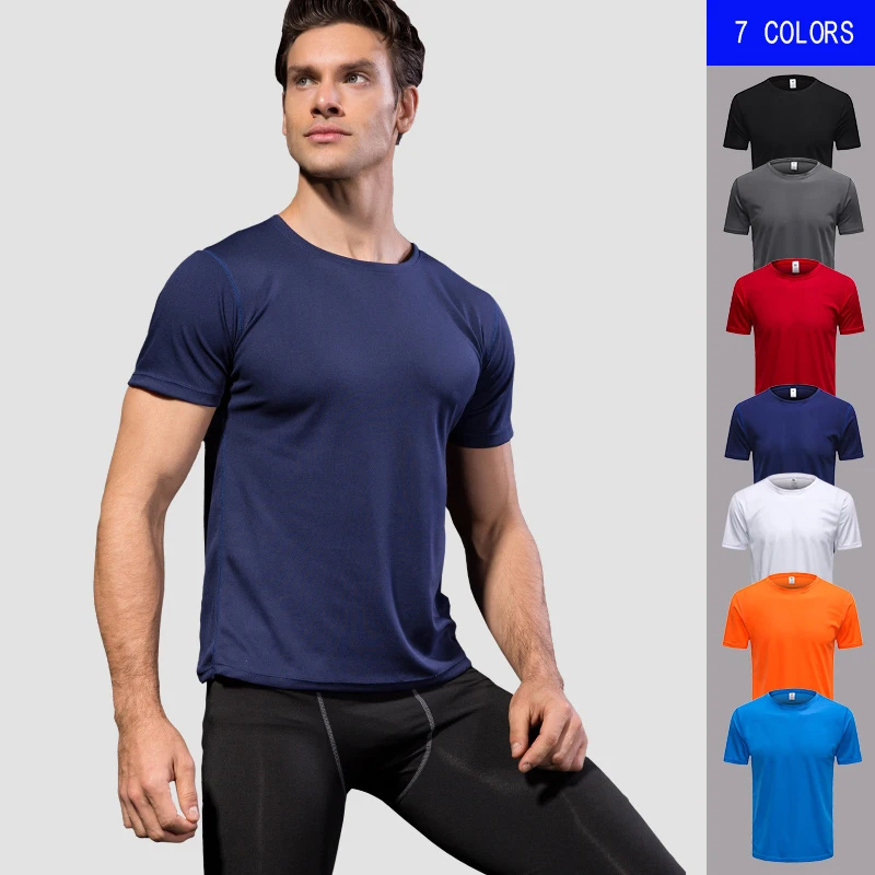 

2019 New Men's Compression Shirts Quick Dry Fitness Tight Running T shirts High Elastic Gym Clothing Sport Shirt Mens Sportswear