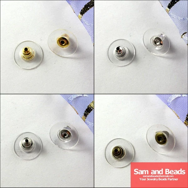 

Free shipping 100pcs Gold,Silver,Bronze etc Plastic and Copper Back Earring Stoppers 7mm EF09