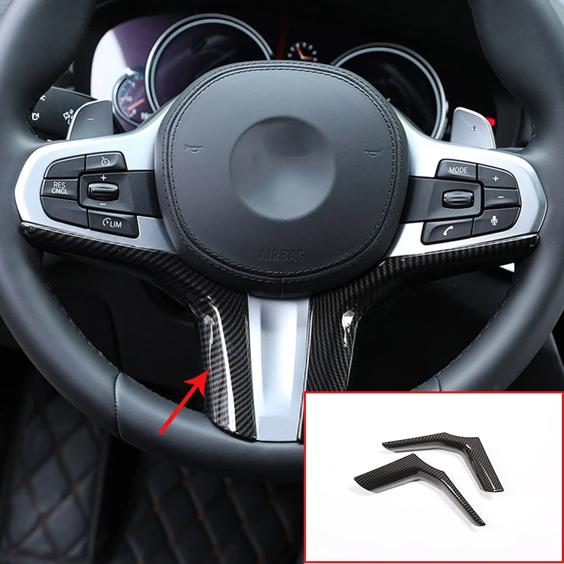 

2 Pcs For BMW X3 X4 G01 G02 2018 Carbon Fiber Style ABS Steering Wheel Decoration Cover Trim For BMW 5 Series G30 Car Accessory