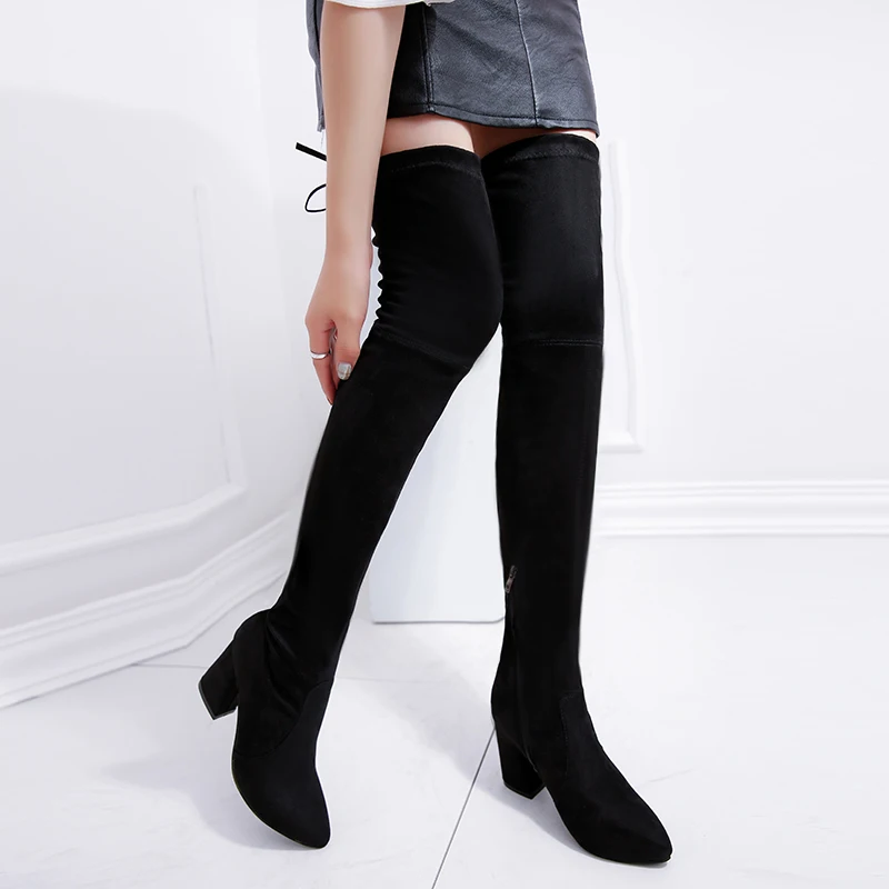 Осенние женские ботфорты выше колена женские пикантные модельные сапоги на высоком каблуке со шнуровкой и молнией высокие сапоги до бедра зимние женские сапоги mujer& 331