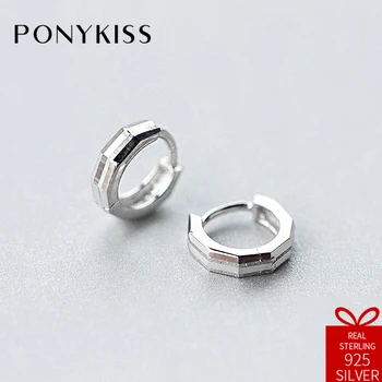 

PONYKISS Trendy Real 925 Silver Round Hoop Earrings Fashion Women Temperament Simple Girl Accessory Birthday Party Lover Gift