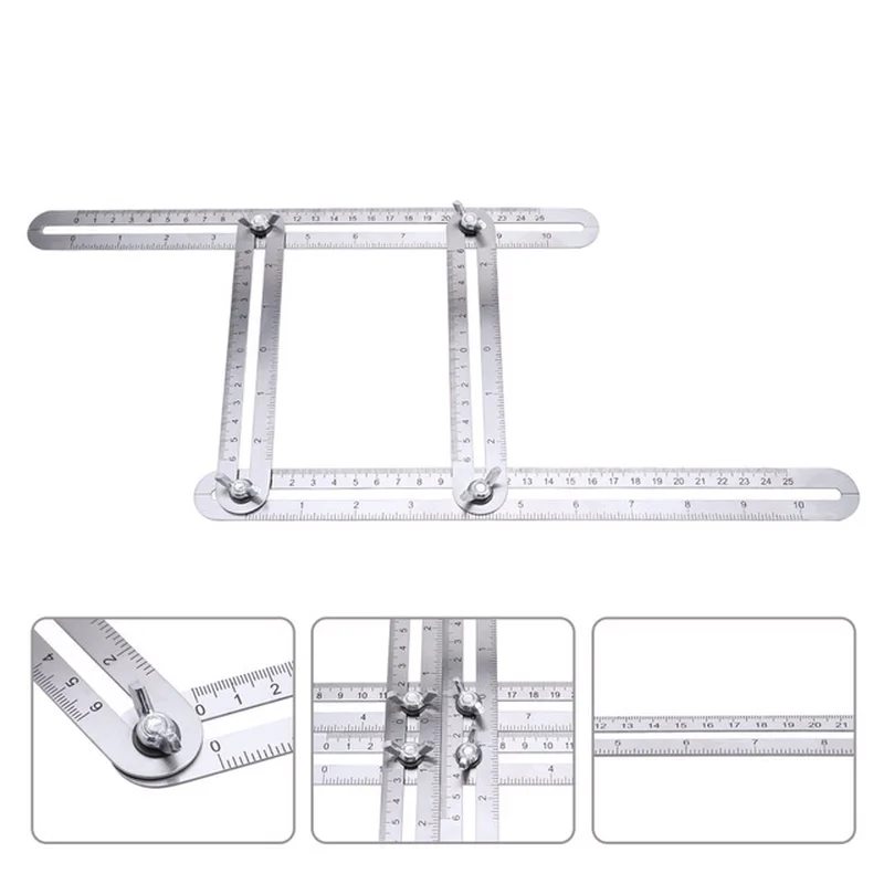 Multifunctional Four Fold Ruler Stainless Steel Folding Ruler Any Angle