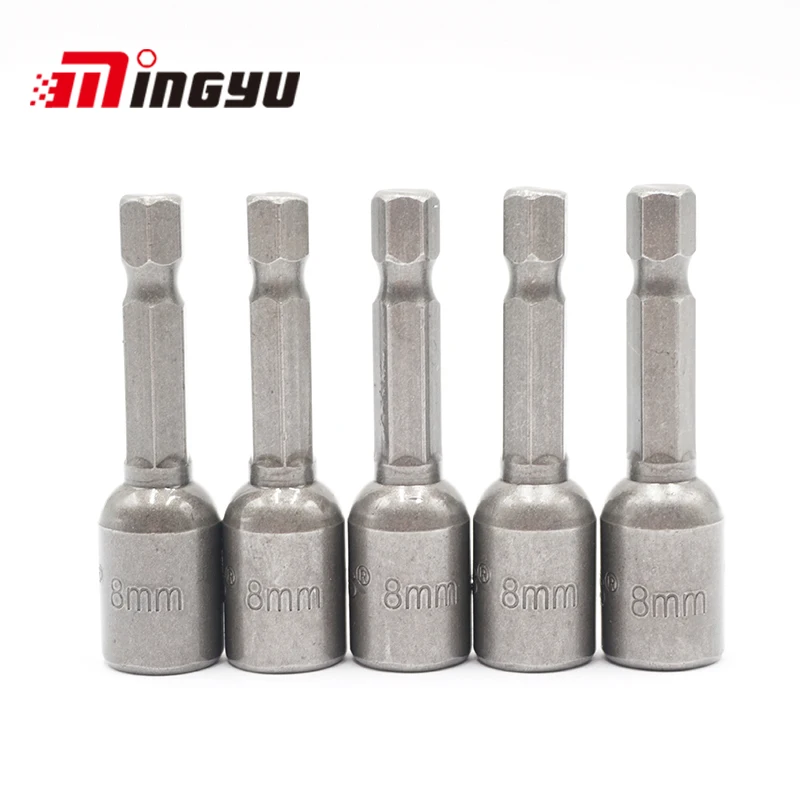 

5Pcs 1/4" 8mm Magnetic Nut Socket Tools Set Kit Ratchet Wrench Extension Rod Hex Shank to Hex Socket Power Drill Bit 50MM