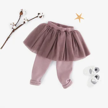 

Autumn and winter plus velvet warm children's pants fake two pieces