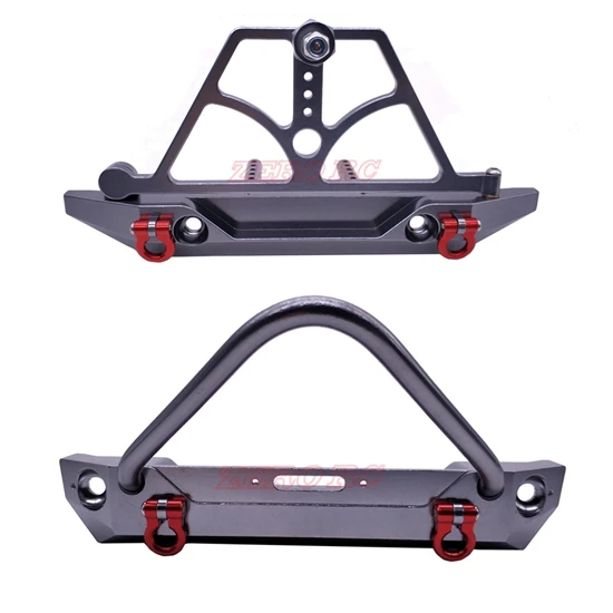 AXIAL SCX10 CNC Front Rear Bumper Bull Bar With Spare Tire Carrier Shackles For Rock Crawler Rc Truck SCX10 II Jeep Wrangler - Цвет: Front And Rear