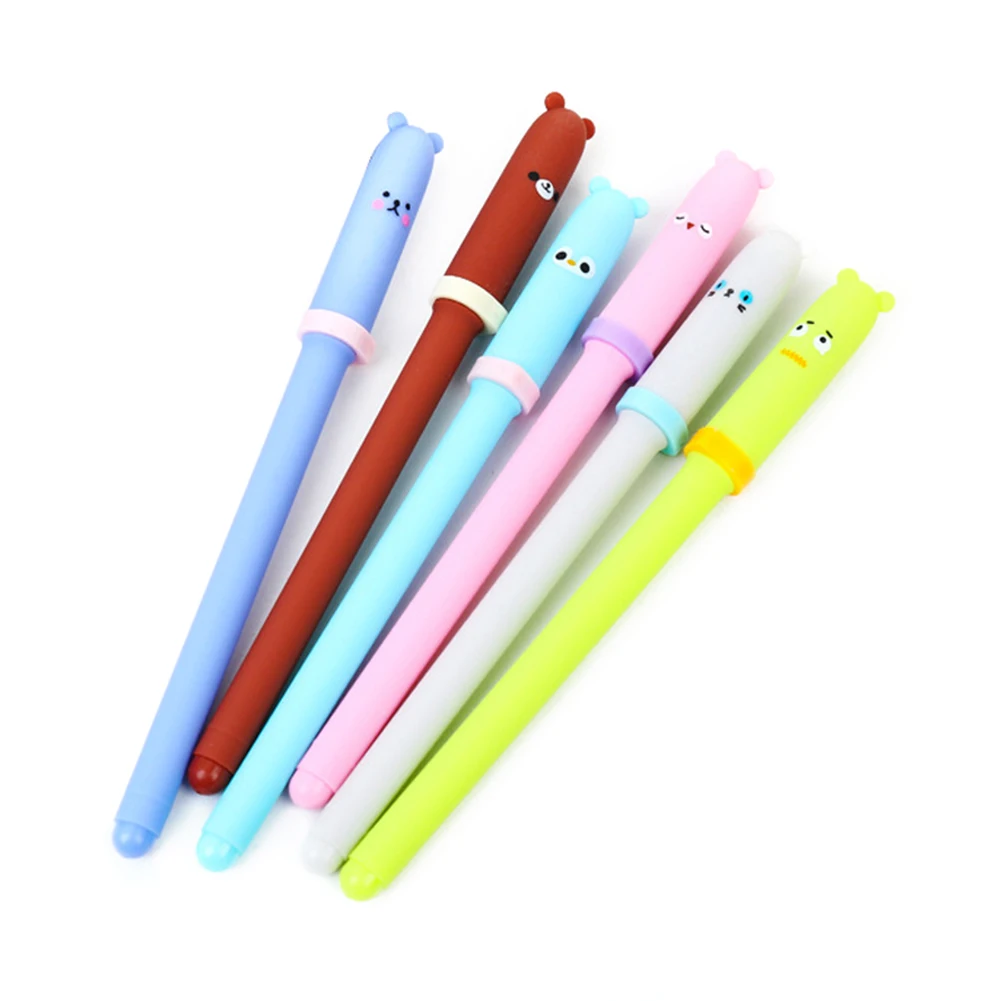 6 шт. креативные 0,38 мм кавайные милые Мультяшные ручки с животными, гелевые кавайные милые офисные школьные принадлежности, Прямая поставка - Цвет: Смешанный цвет