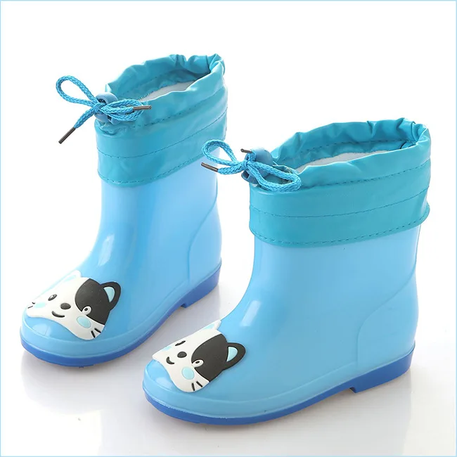 Новинка; водонепроницаемые детские ботинки; Прозрачная мягкая обувь для младенцев; ботинки на плоской подошве для девочек; детские непромокаемые сапоги с рисунком Катона; детская непромокаемая обувь для девочек - Цвет: Blue 2