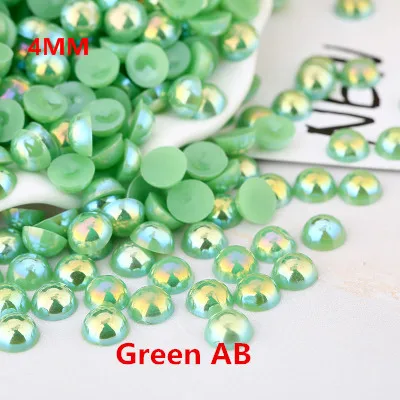 Много цветов 10000 шт./лот 4 мм полукруглый Flatback жемчуг ювелирные изделия Бисер для швейных изделий DIY dexoration - Цвет: Green AB