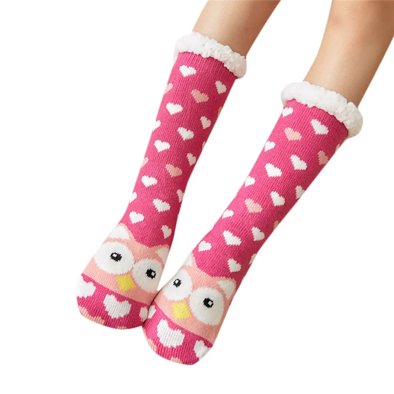 Thick warm sleep socks slippers socks Women Girls Print Cartoon Penguin Warm Winter Non-slip Mid Tube Cute Socks #2d31 (4)
