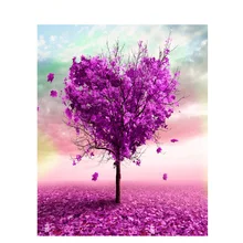 Картина по номерам DIY дропшиппинг 50x65 60x75 см фиолетовый в форме сердца дерево пейзаж холст свадебное украшение художественная картина подарок