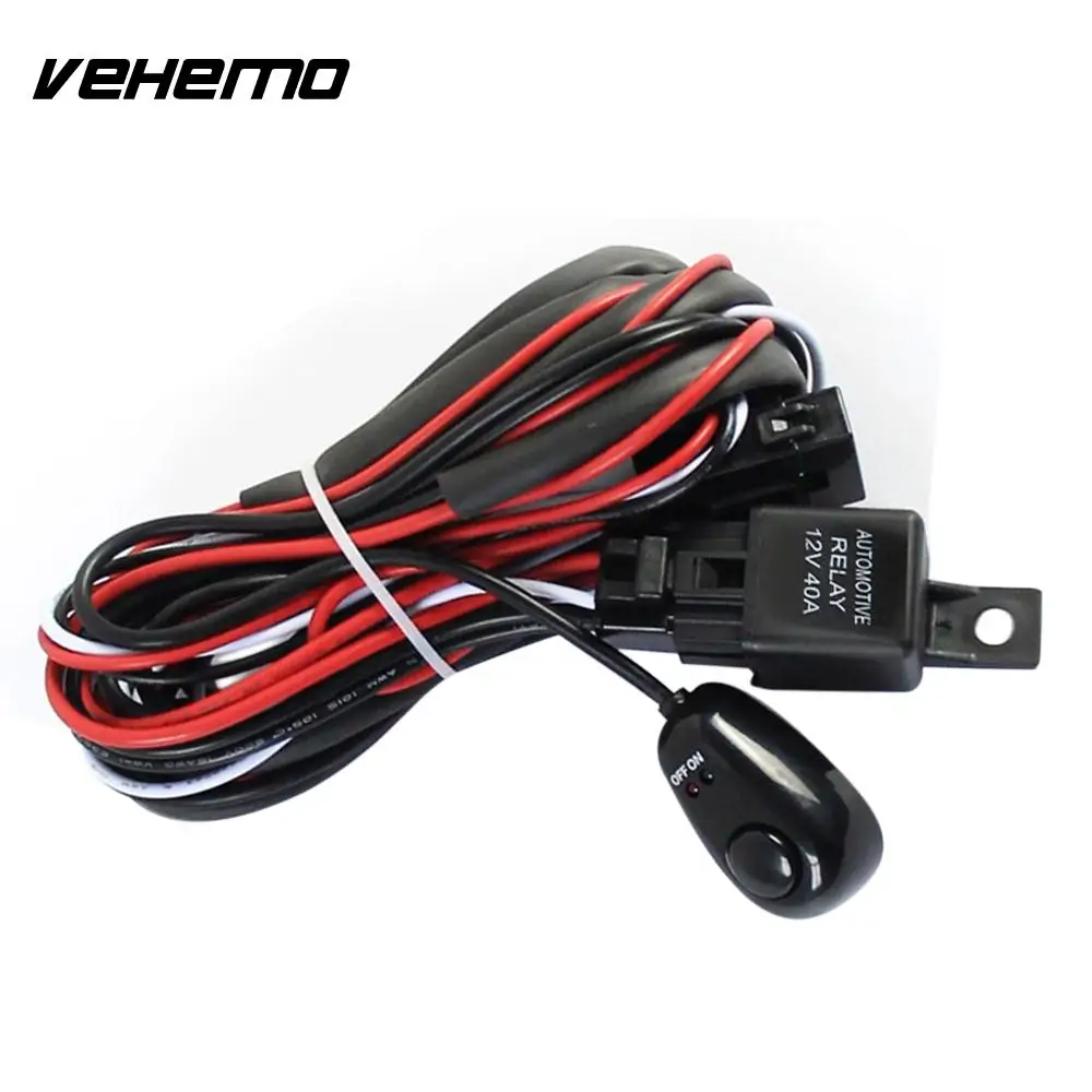 Vehemo 12V 40A Wiring Harness Kit LED Work Driving Light Line Set Universal Cable Headlight Wiring Fuse Relay Professional Auto-in Wire from Automobiles ...