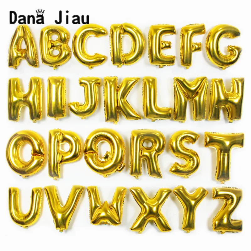 1pc 16inch A To Z Gold Letter Aluminium Foil Balloons DIY Alphabet Inflatable Air Balloon Wedding Birthday Party Decorations