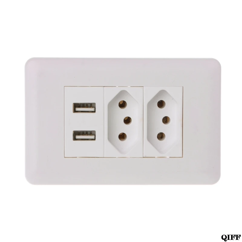 15A WallDouble Standard Power Socket Adapter Dual Ports USB Charger Panel 5V 2.1A Mar28 | Обустройство дома