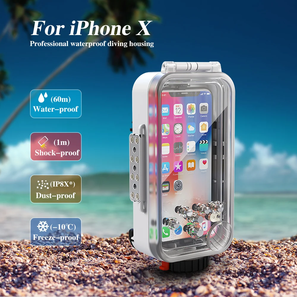 

Seafrogs for iPhone X Underwater Housing 60m Diving Phone Protective Case with Red and Magenta Filters Spare O'ring