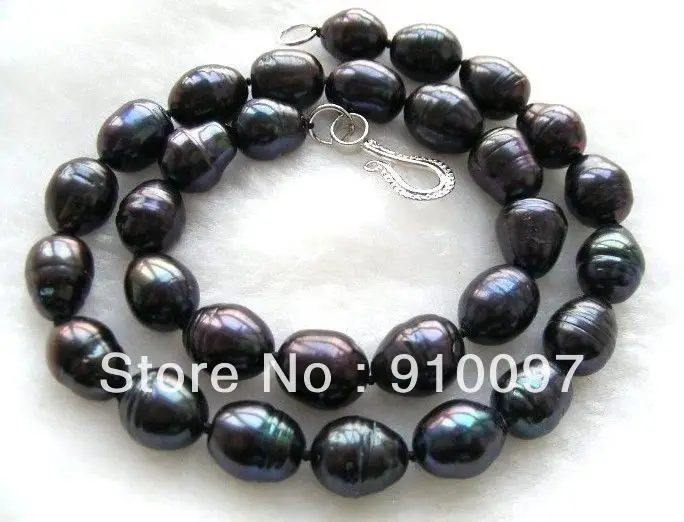 

shipping >>>Wonderful 10-11 mm black natural freshwater pearls necklace 18