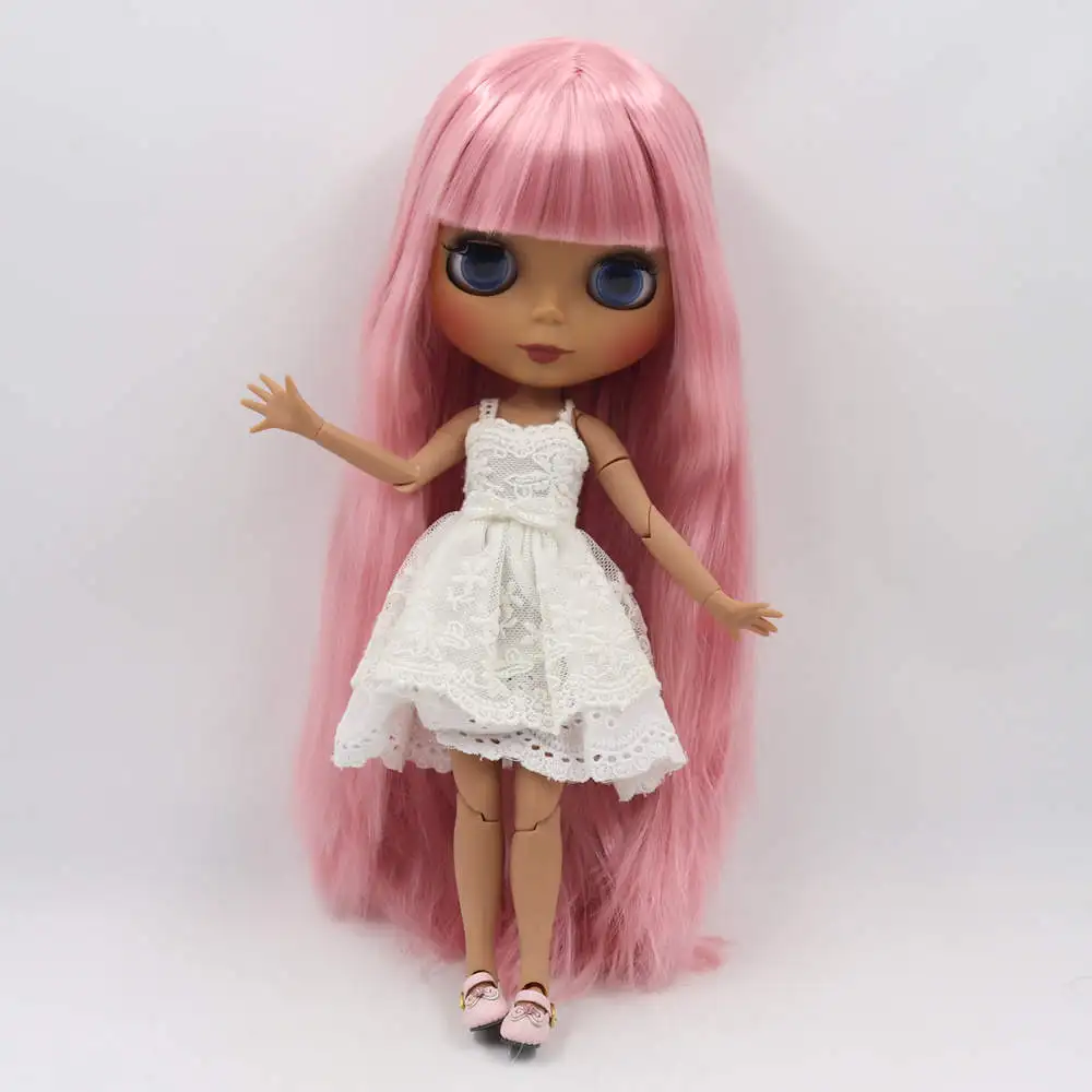 ICY Fortune Days factory blyth кукла темная кожа суставное тело новое матовое лицо мягкие розовые прямые волосы DIY sd Подарочная игрушка - Цвет: Серый