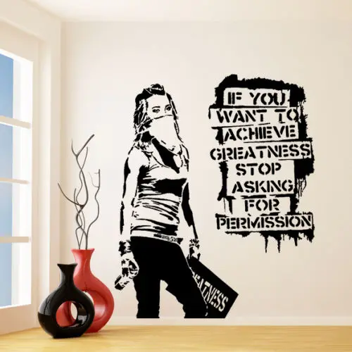 G118 Banksy Vinyl Wall Decal Want to Achieve Greatness, Graffiti Street Art Sticker Creative vinyl wall stickers decorative G118 Banksy Vinyl Wall Decal Want to Achieve Greatness, Graffiti Street Art Sticker Creative vinyl wall stickers decorative