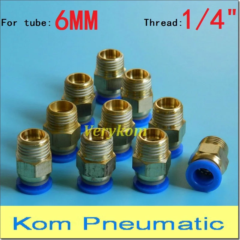 

6MM to 1/4" Pneumatic Tube Push In 1/4 inch Thread One Touch Quick Fitting Joint Connectors Male Straight Union PC6-02