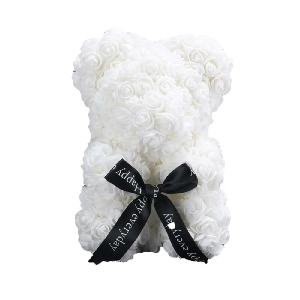 

25 Cm Foam Bear of Roses Bear Rose Flower Artificial New Year Gifts for Women Valentines Gift Christmas Decorations for Home