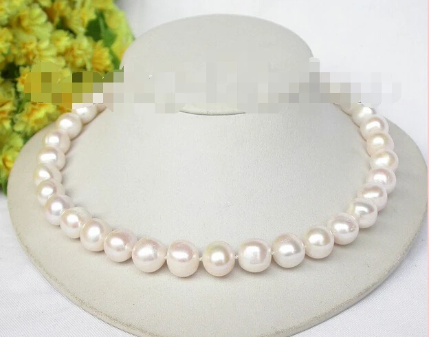 

13mm luster white freshwater pearls necklace 925 silver clasp j8322 ^^^@^Noble style Natural Fine jewe SHIPPING (C0309)