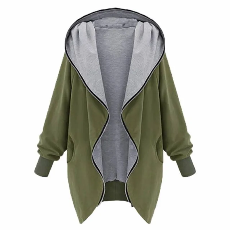 OMONSIM Autumn Plus Size XL 5XL Women Slim Hooded Zipper Loose Cardigan