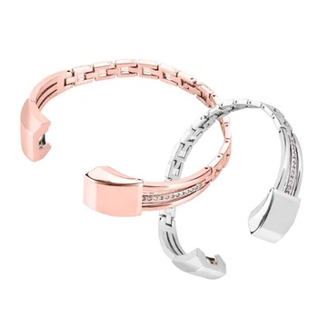 

SOONHUA 5.5-7.6 inches Replacement Adjustable Wristband Stainless Steel Rhinestone Wrist Strap for Fitbit Alta Hr Smart Bracelet