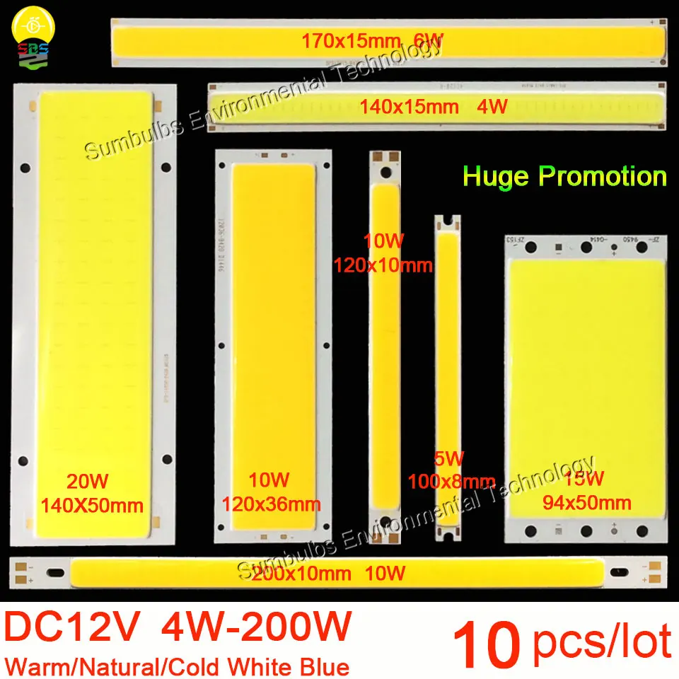 10pcs lot 12V COB font b LED b font font b Strip b font Light Source