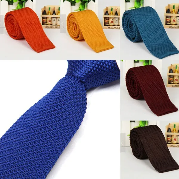 

Men's Fashion Solid Tie Knit Knitted Tie Plain Necktie Narrow Slim Skinny Woven