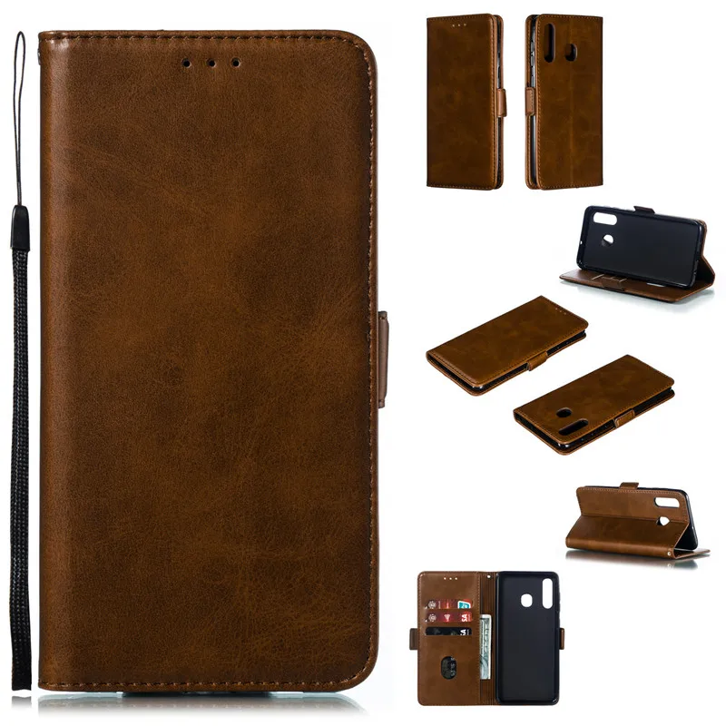 Flip Leather Phone Case Samsung Galaxy A50 A30 A70 A40 A20 A10 M10 M20 Case cover Portable Wallet Solid color With lanyard Cover Coque16