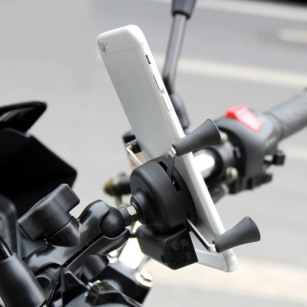 

Motorcycle Accessories Stable Plastic Handsfree Protective Rear Mirror Mount Screw Fasten Chargeable Phone Holder Anti-falling