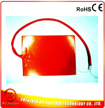 

Silicone Rubber 3D Printer Heater 12v 360w 300*400*1.5mm adhesive 1face 100k thermistor1000mm lead wire come out from short side